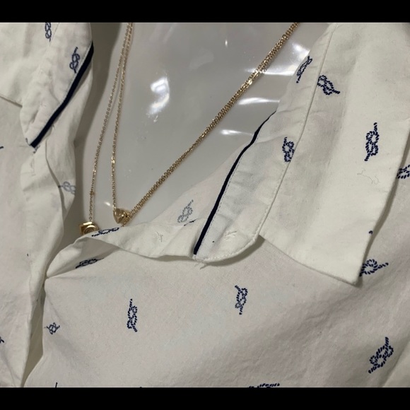 Zara Basic Button Down Longsleeves Knotprints Made in Spain Sz Large - Picture 3 of 4